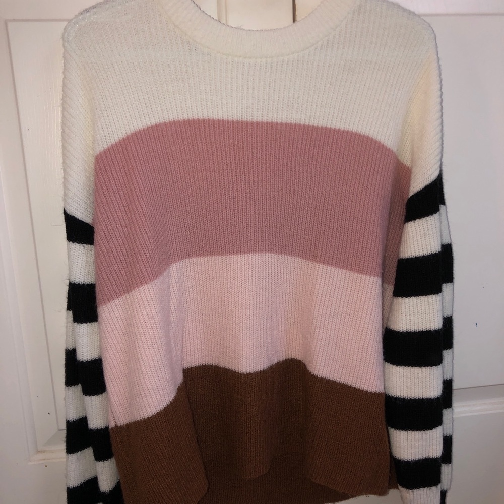 Comfy White Striped Sweater